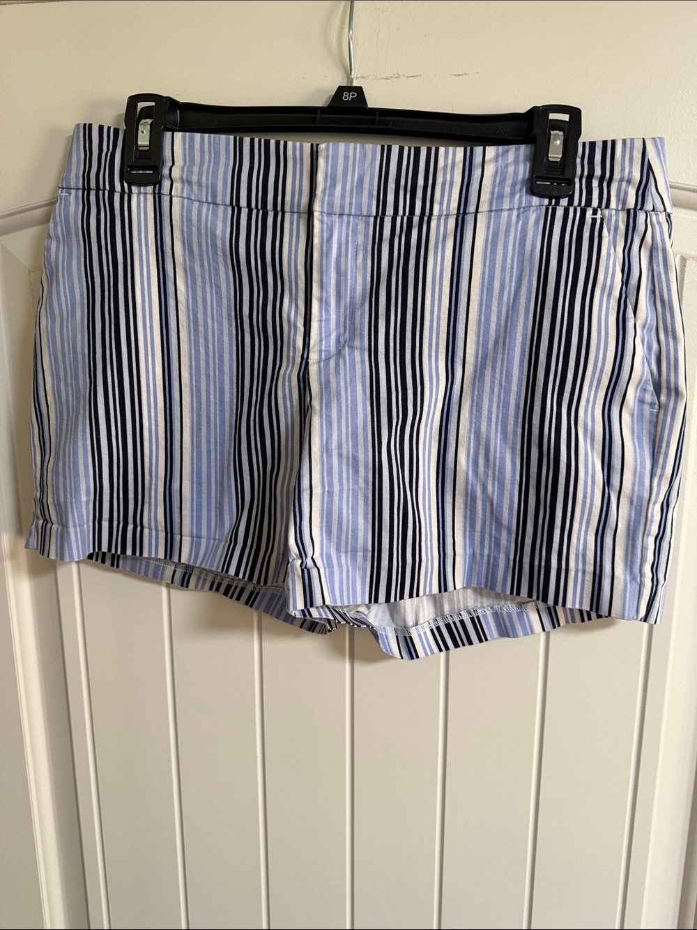 Light Blue, Navy & White Striped Bermudas